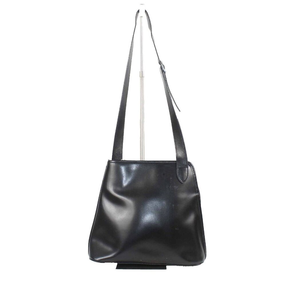 Longchamp 12 x 10 x 4.25 Black Zip Top Toggle Detail Leather Shoulder Purse - Picture 2 of 5